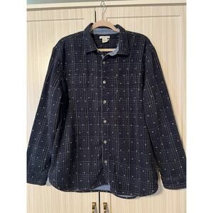 Carbon 2 Cobalt Men's Long Sleeve Dbl. Weave Navy Button Down Shirt Large